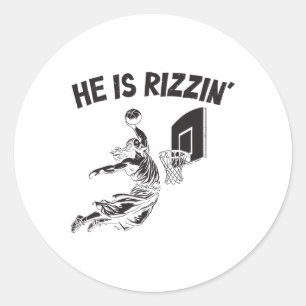 Funny Retro Er ist Rizzin Christlich Ostern spiele Runder Aufkleber
