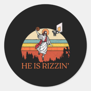 Funny Retro Er ist Rizzin Christlich Ostern spiele Runder Aufkleber