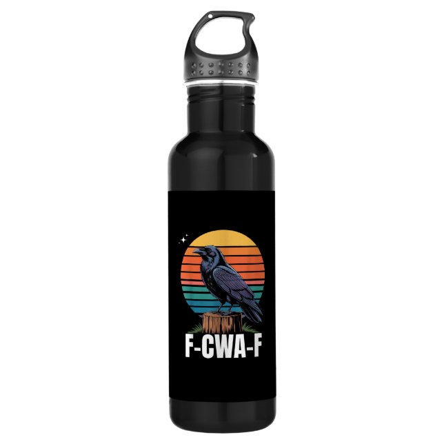 Funny Retro F-Caw-F Bird Crow Crow Bird  Edelstahlflasche (Vorderseite)