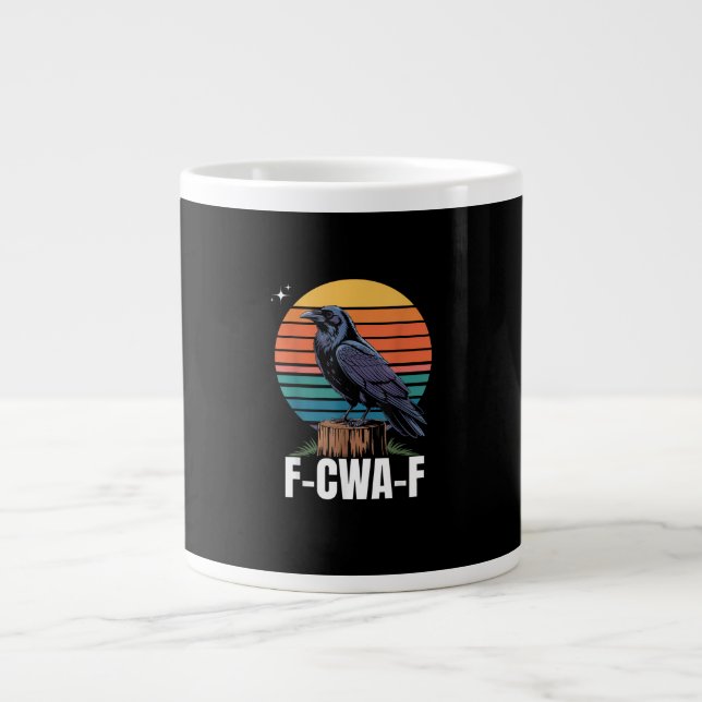 Funny Retro F-Caw-F Bird Crow Crow Bird  Jumbo-Tasse (Vorderseite)