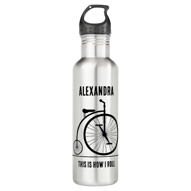 Funny Retro Fahrrad personalisiert für Radfahrer Edelstahlflasche (Vorderseite)
