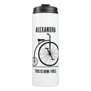 Funny Retro Fahrrad personalisiert für Radfahrer Thermosbecher