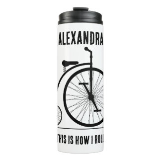 Funny Retro Fahrrad personalisiert für Radfahrer Thermosbecher