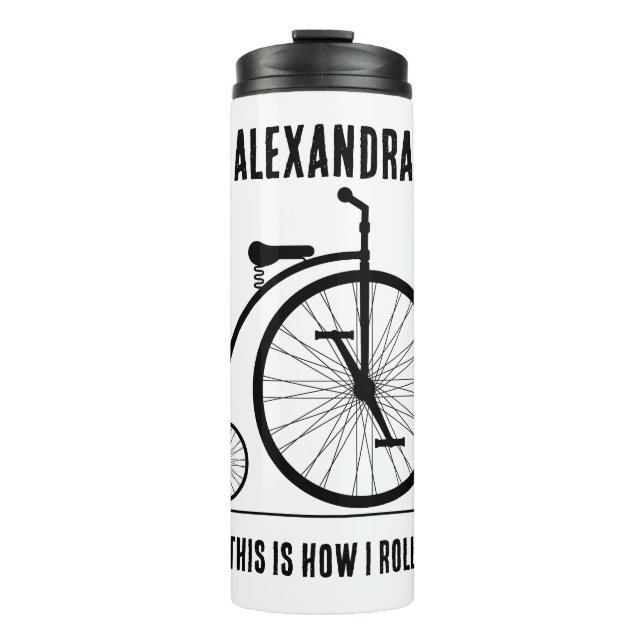 Funny Retro Fahrrad personalisiert für Radfahrer Thermosbecher (Vorderseite)