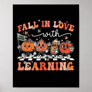 Funny Retro Fall in Liebe mit Learning Pumpkin Tee Poster