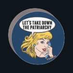 Funny Retro Feminist Pop Art Anti Patriarchat Auto Magnet<br><div class="desc">Lasst uns das Patriarchiegeschenk abnehmen. Niedliche Retro-Pop Kunst Feminismus Design für eine starke Pro-Wahl Frauen wählen für die weibliche Führung in unserem Land. Setzen Sie sich mit diesem coolen politischen Humor-Cartoon für Frauenrechte und Frauenförderung ein, der von einer hübschen blonden Führungspersönlichkeit begleitet wird, die einen FrauenMärz auf einem Vintagen Telefon...</div>