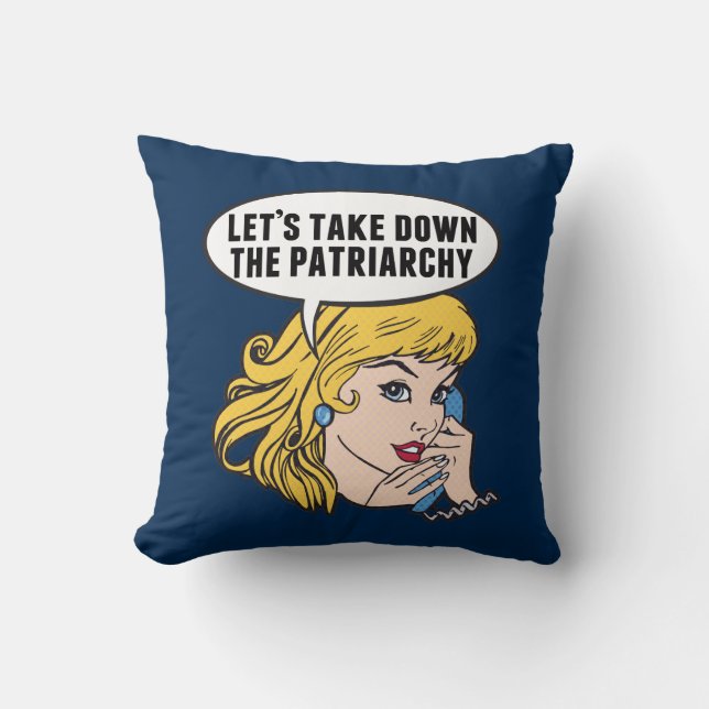 Funny Retro Feminist Pop Art Anti Patriarchat Kissen (Vorderseite)