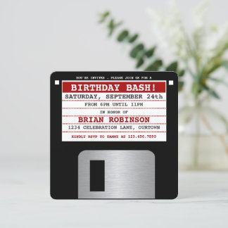 Funny Retro Floppy Disk Party Einladung