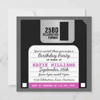 Funny Retro Floppy Disk Party Einladung