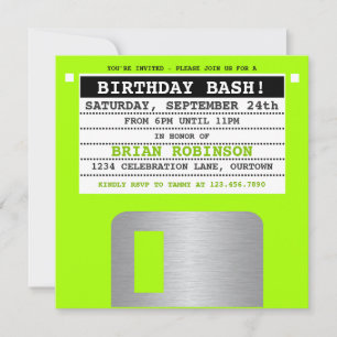 Funny Retro Floppy Disk Party Einladung