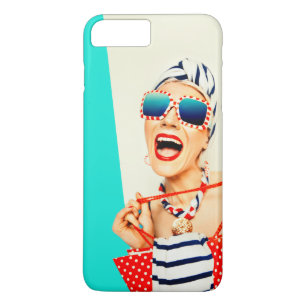 Funny Retro Frau in Red Lipstick und Sonnenbrille Case-Mate iPhone Hülle