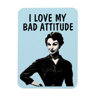 FUNNY RETRO FRAU 'LIEBE MEIN SCHLECHTER ATTITUDE' MAGNET
