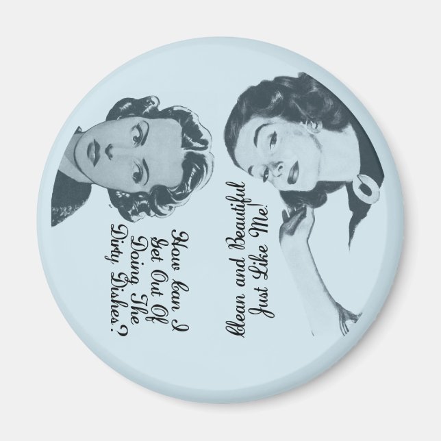 Funny Retro Geschirrspüler sauber dreckig reversib Magnet (Vorne)