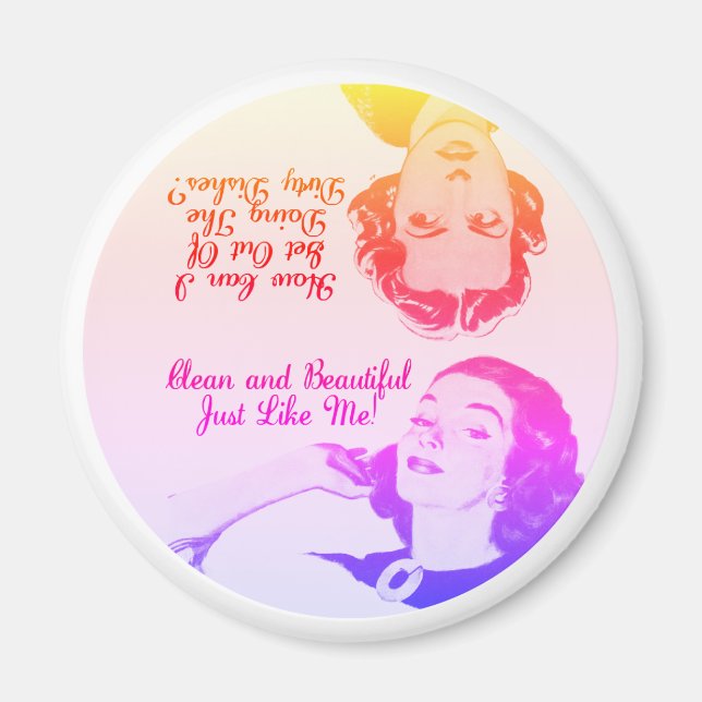 Funny Retro Geschirrspülmaschine Saubere dreckige  Magnet (Vorne)