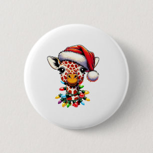 Funny Retro Giraffe Lover Weihnachtsbaum Button