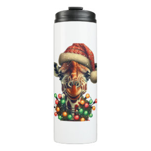 Funny Retro Giraffe Lover Weihnachtsbaum Thermosbecher