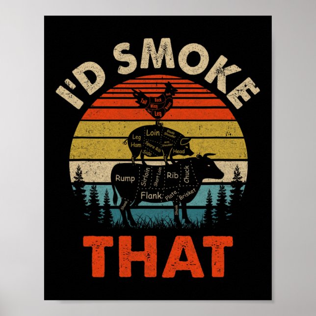 Funny Retro Grillen Party Raucher Koch Vater ich r Poster (Vorne)