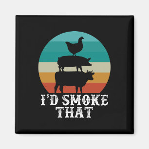 Funny Retro Grillen Party Smoker Koch Vater Gesche Magnet