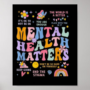 Funny Retro Groovy Colorful Mental Health S Awaren Poster