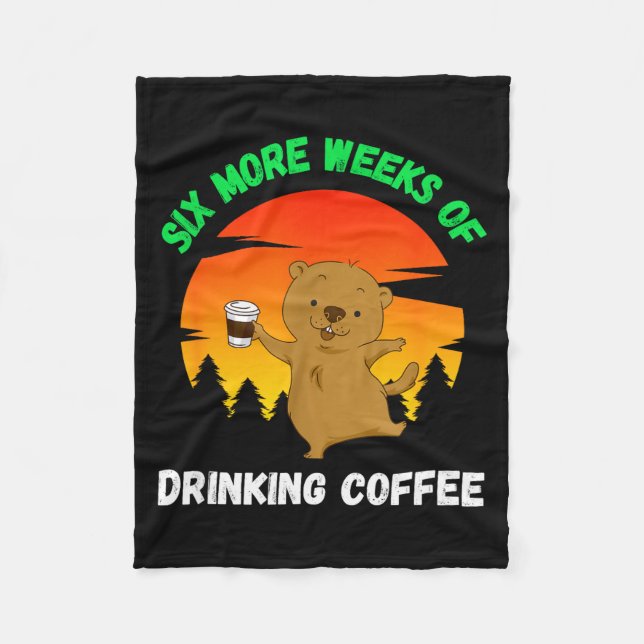 Funny Retro Groundhog Day 2022 Meme, Coffee Drinki Fleecedecke (Vorderseite)
