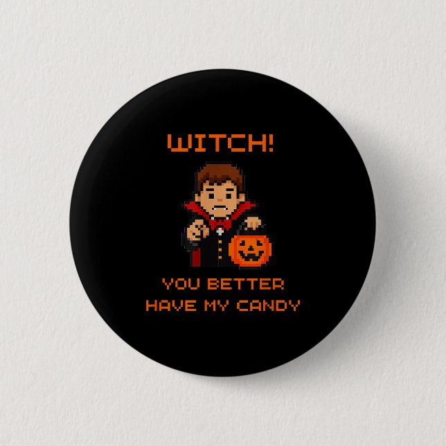 Funny Retro Halloween Trick Or Treat  Button (Vorderseite)