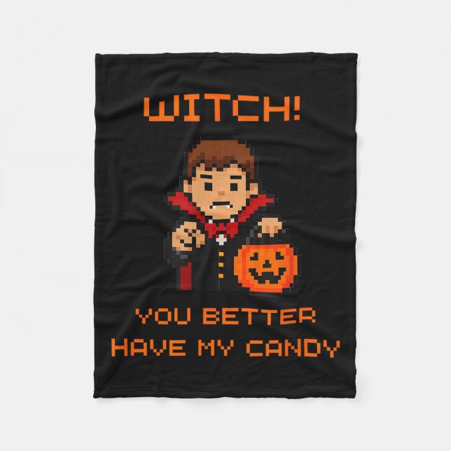 Funny Retro Halloween Trick Or Treat  Fleecedecke (Vorderseite)