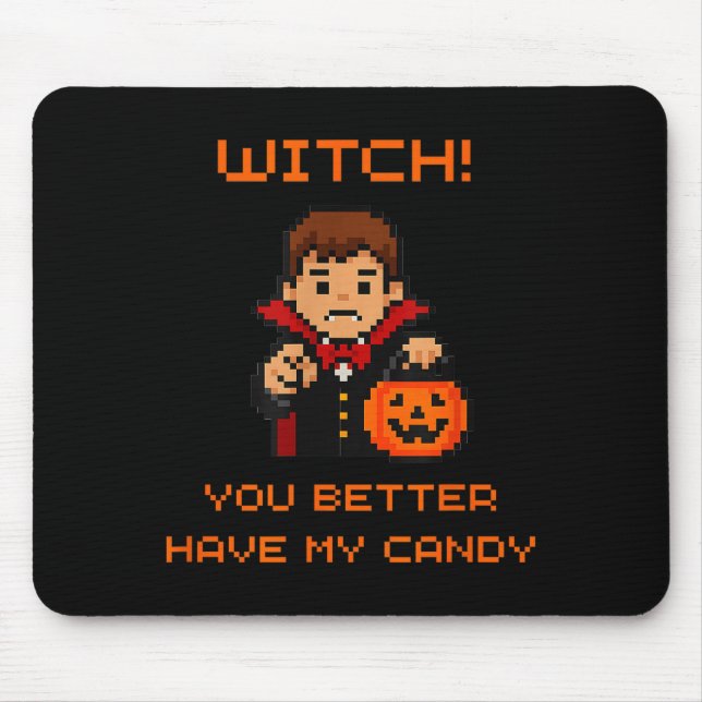 Funny Retro Halloween Trick Or Treat  Mousepad (Vorne)