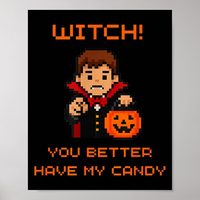 Funny Retro Halloween Trick Or Treat  Poster (Vorne)