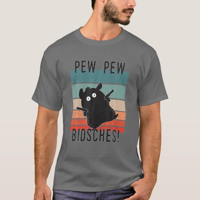 Funny Retro Hamster Guinea Pig Pew Pew T-Shirt (Vorderseite)