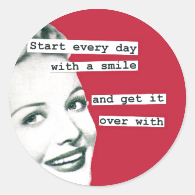 Funny Retro Hausfrau Smile Stickers (Vorderseite)
