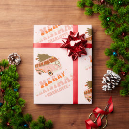 Funny Retro Hippie Van Christmas Geschenkpapier