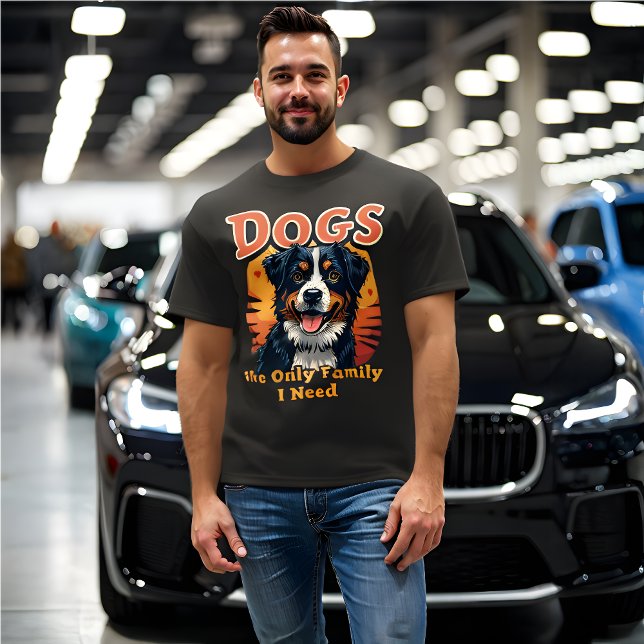 Funny Retro 'Hunde sind die einzige Familie, die i T-Shirt (Funny dog lover t-shirt - "DOGS The Only Family I Need)