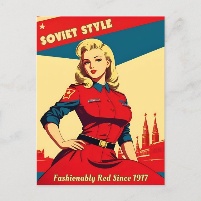 Funny Retro Inspirierter kommunistischer Spaß der  Postkarte (Vorderseite)