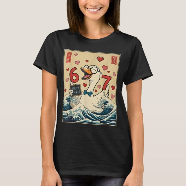 Funny Retro Japanese Goose Teacher 6 7 Meme Valent T-Shirt (Vorderseite)