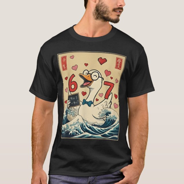 Funny Retro Japanese Goose Teacher 6 7 Meme Valent T-Shirt (Vorderseite)