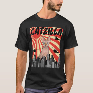 Funny Retro Japanisch Catzilla Sphynx Cat T Shirt