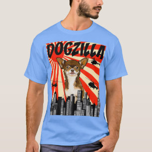 Funny Retro Japanischer Dogzilla Brown Chihuahua T-Shirt