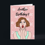 Funny Retro Lady Birthday Card Karte<br><div class="desc">Noch ein Jahr älter? Die sonnige Geburtstagskarte altert Spaß. Handgezeichnete Retrofrau überraschte ein weiteres Jahr vergangen ist. Niedlich für Freunde oder Familienmitglieder.</div>