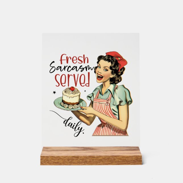 Funny Retro Lady Wortart Acrylschild (Vorderseite)