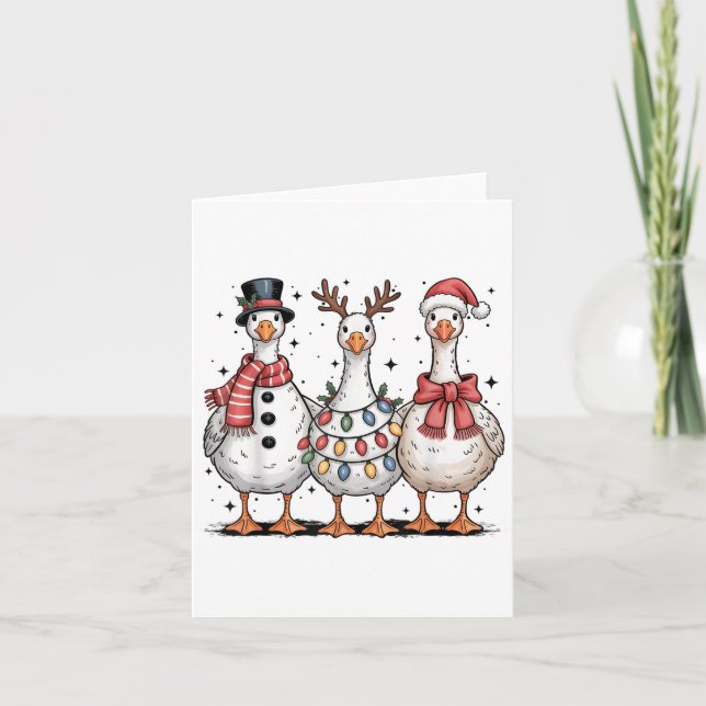 Funny Retro Merry Goosemas Christmas Albern Gans X Karte (Vorderseite)