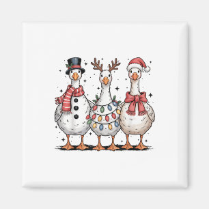 Funny Retro Merry Goosemas Christmas Albern Gans X Magnet