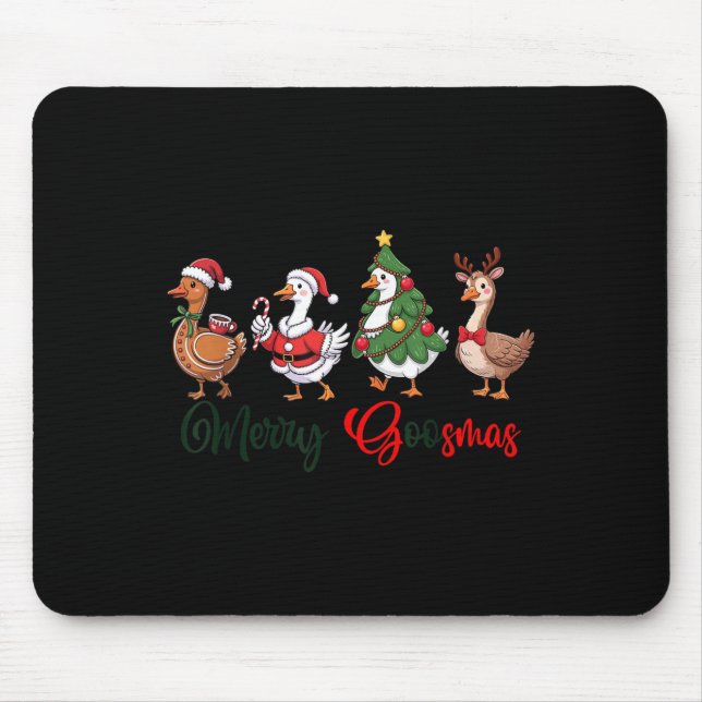 Funny Retro Merry Goosemas Christmas Albern Gans X Mousepad (Vorne)