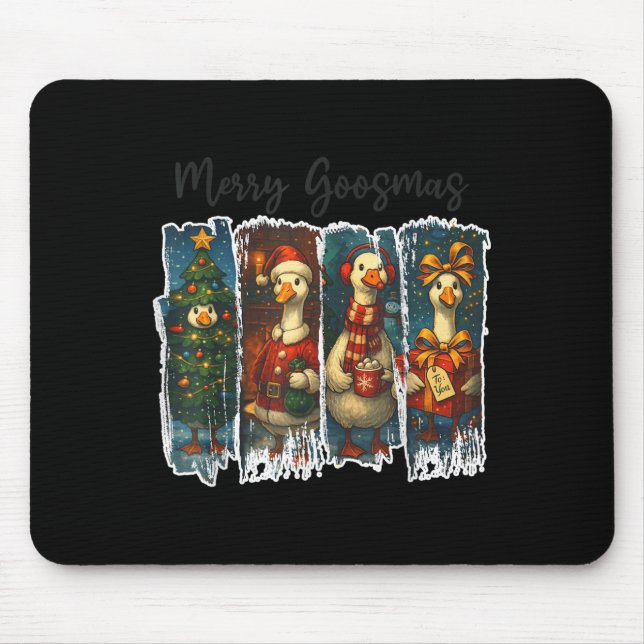 Funny Retro Merry Goosemas Christmas Albern Gans X Mousepad (Vorne)