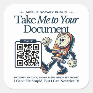 Funny Retro Mobile Notary Public Marketing Quadratischer Aufkleber