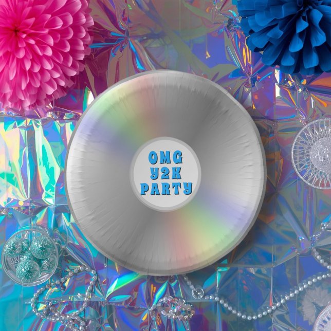 Funny Retro Music CD Disk Y2K Party Paper Bowls Pappteller (A fun retro music cd inspired paper bowls with space for your text)