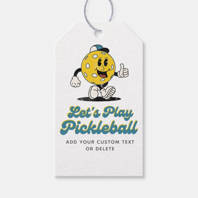 Funny Retro Pickleball Cartoon Mascot Benutzerdefi Geschenkanhänger (Vorderseite)