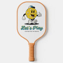 Funny Retro Pickleball Cartoon Mascot Personalisie