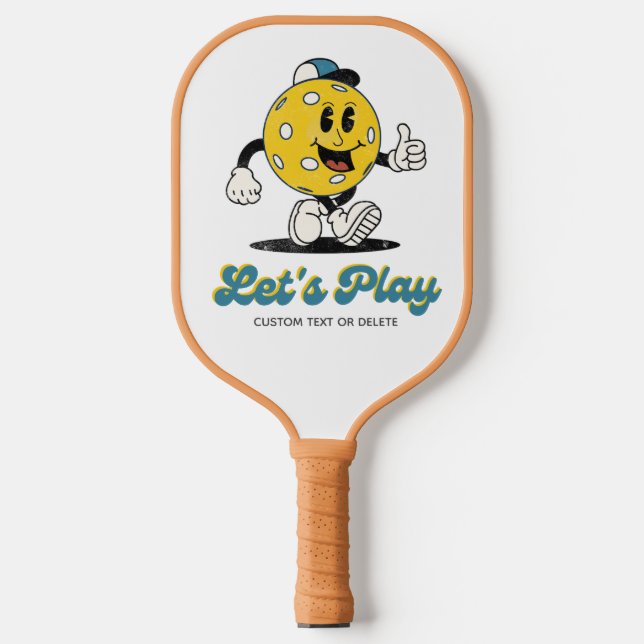 Funny Retro Pickleball Cartoon Mascot Personalisie Pickleball Schläger (Vorderseite)