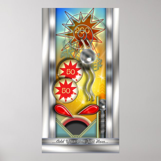 Funny Retro Pinball Machine Personalized Poster (Vorne)