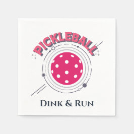 Funny Retro Pink Dink & Run Pickleball Serviette